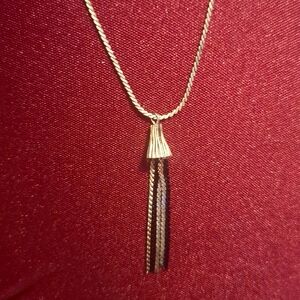 Vintage Silver Plated Tassel Necklace Lariat Bolo Made In Korea